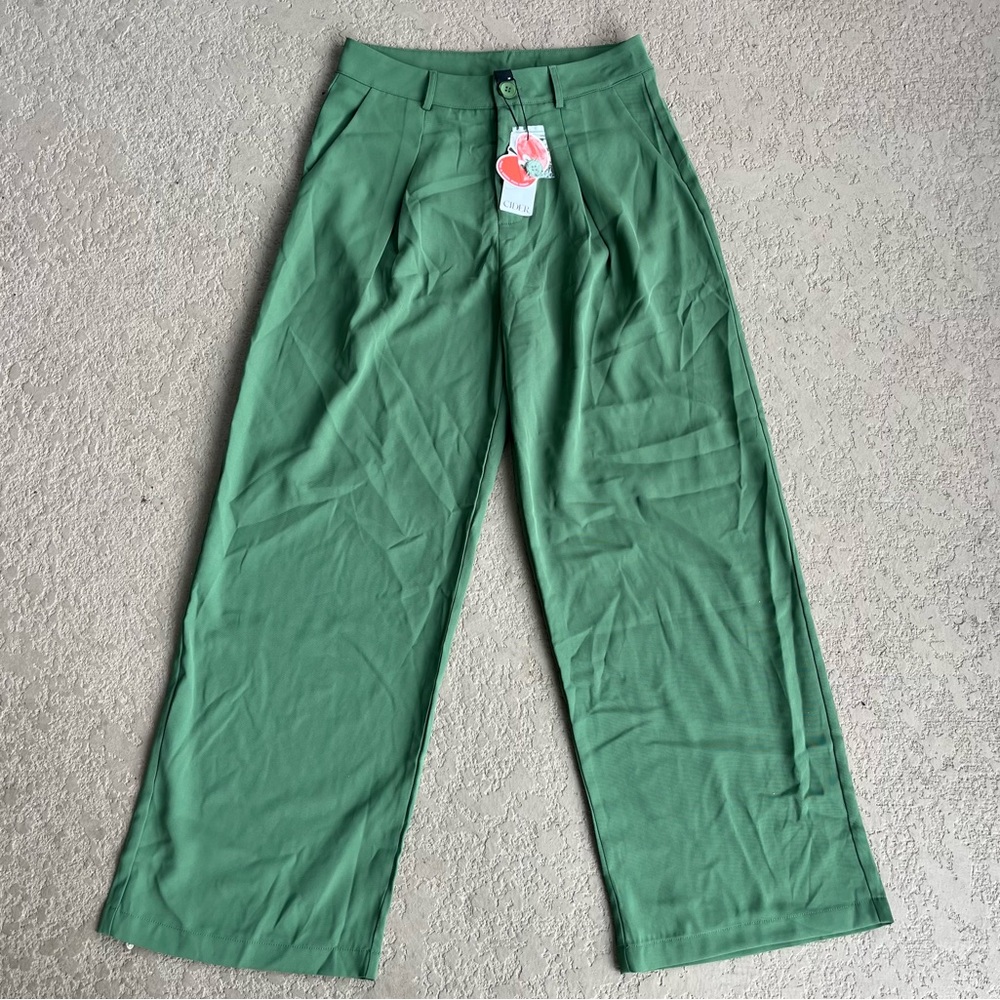 Cider green wide leg pants